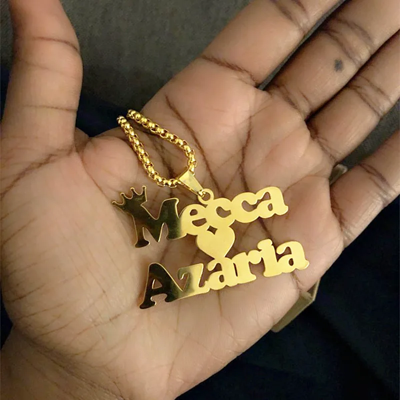 Stainless Steel Charm Personalized Name Necklace Punk Style Gold Chain Nameplate Collier Custom Gift