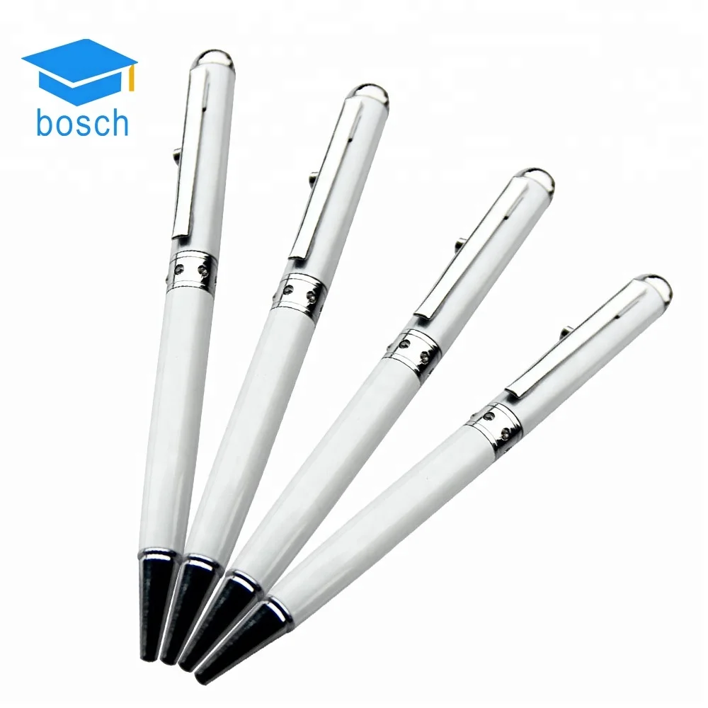 Fancy white pen Ballpoint Pen With Laser Pointer Light Pen uv led torch light