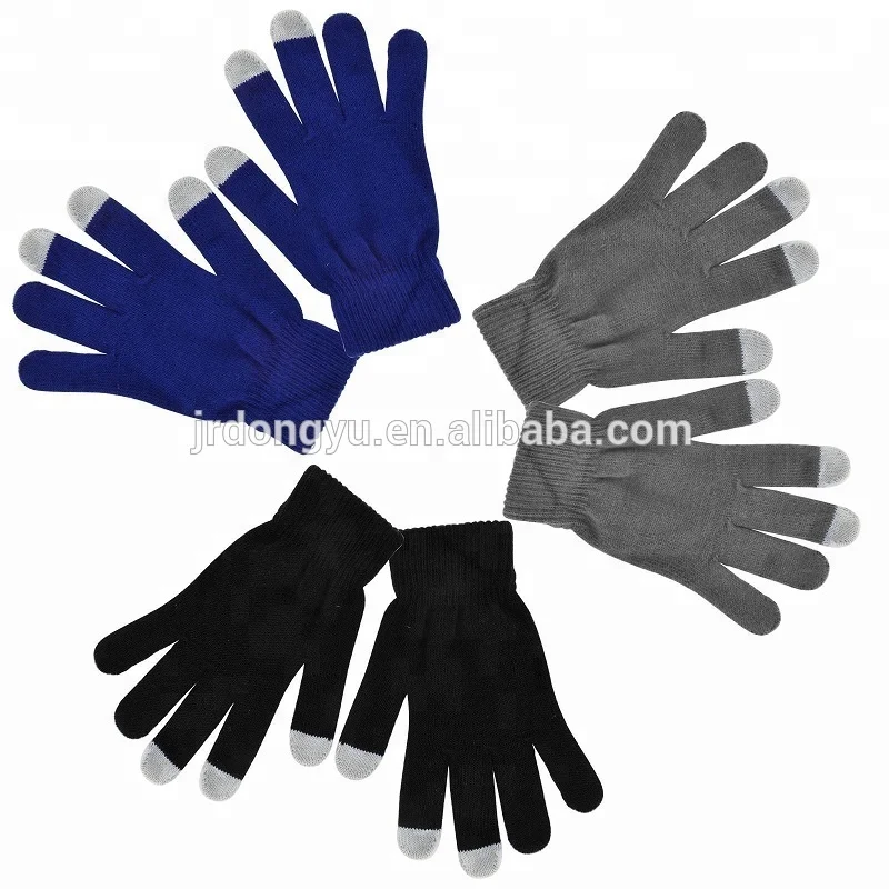 Acrylic Knit Touch Screen Glove Customize Adult Finger Touch Gloves for Winer Season