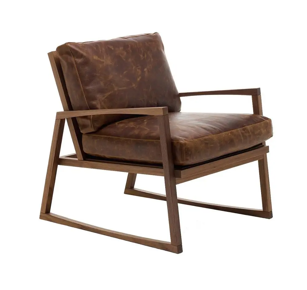 York 1 seater armchair in vintage brown leather / Classical leather chair