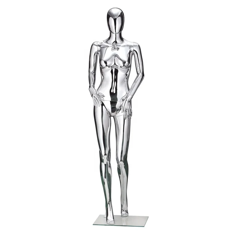 Sexy pose full body plastic female silver mannequin for wedding dress