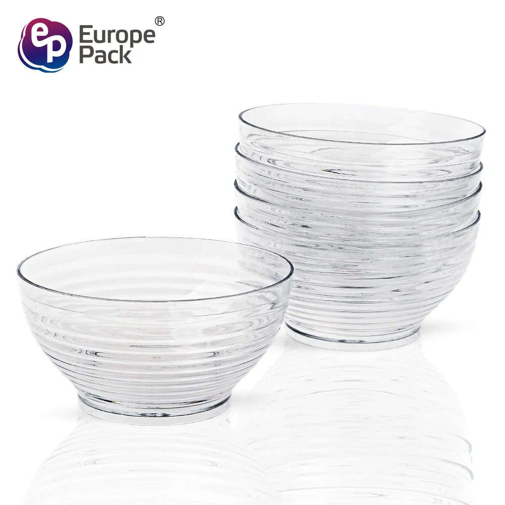 Latest design high quality disposable plastic round clear Stripe bowl for dessert
