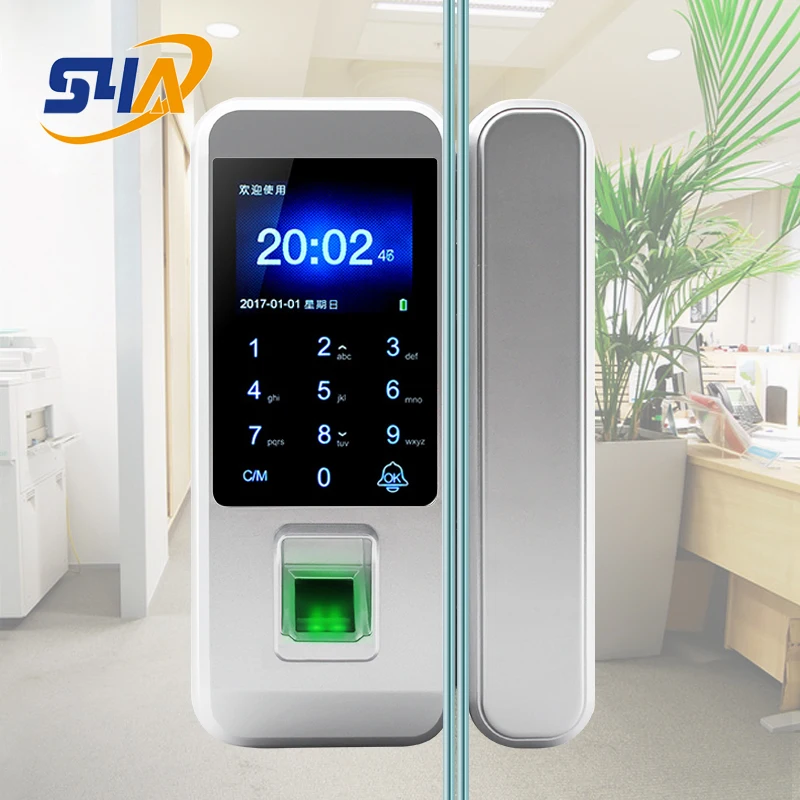 Zinc alloy office Smart Remote Control Fingerprint rf door lock for glass