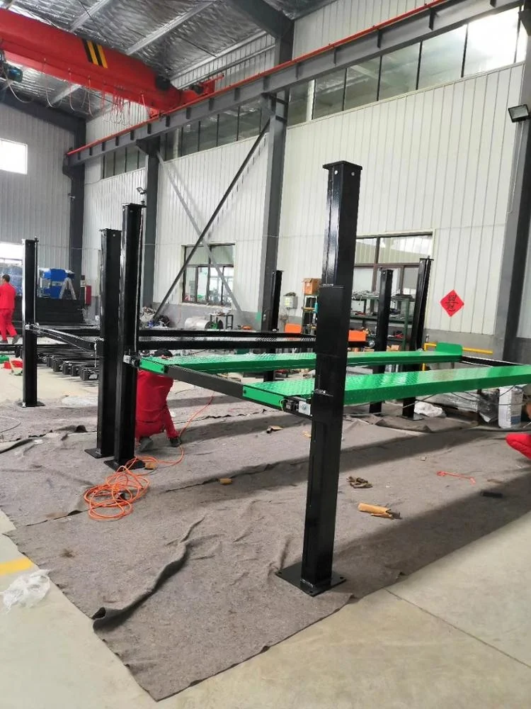 Cheap four post parking lift with two car spaces coat paint 4000kgs car lift