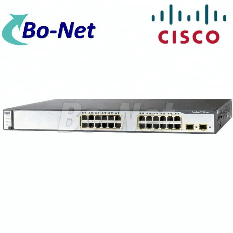 Используется Cisco WS-C3750V2-24PS-E 24 порт PoE коммутатор управляемый коммутатор сети C3750 серии проходят тест на складе