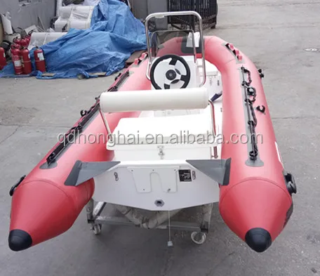 3.9m red boat rubber boat inflatable boat rigid hull with center console and steering wheel and CE