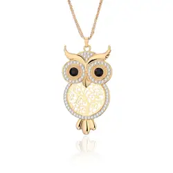 Big Owl Crystal Long Necklace & Pendant For Women Gold Silver Color Black Eye Lucky Owl Animal Pendant Fashion Jewelry XL06717