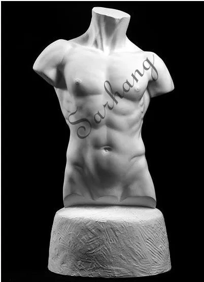Hand Carved Marble Nude Male Torso Bust Sculpture