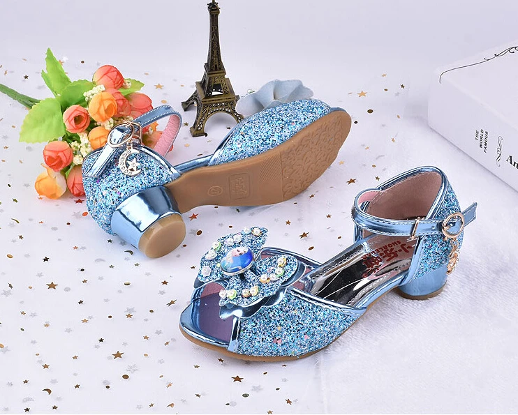 Холодное сердце Эльза летние дети Кристалл красивая принцесса девушка высокие каблуки