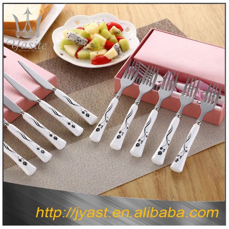 Graceful Pitchfork With Ceramic Handle Inox Stainless Steel Fruit Fork Knife