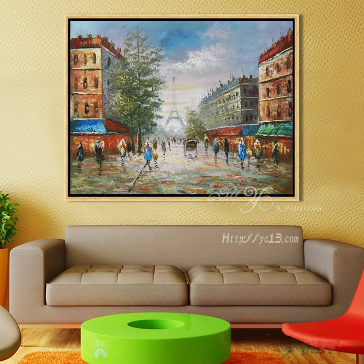 50% off Existing samples Paris street scenery hand painted Wall Pictures painting ZQ-184