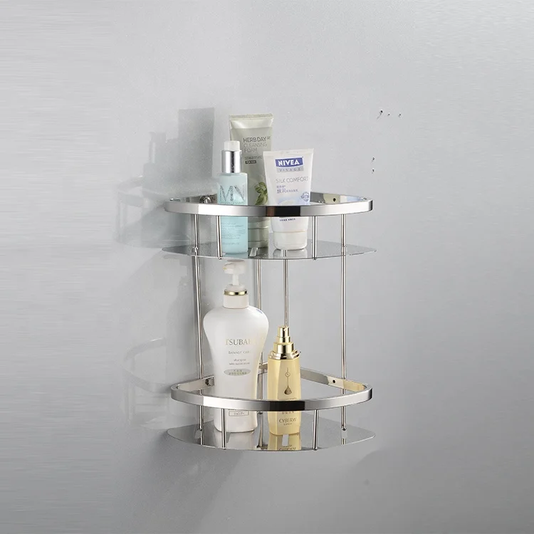 Bathroom shelf Triangular storage rack SUS304 Stainless steel corner frame Steel plate double angle frame