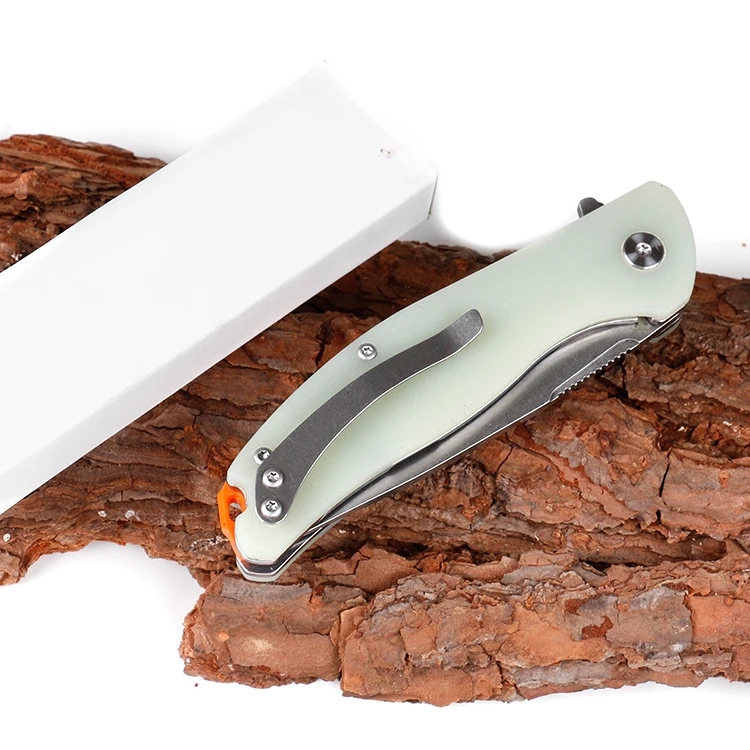 
Stainless steel pocket folding knife outdoor camping knife with G10 handle 