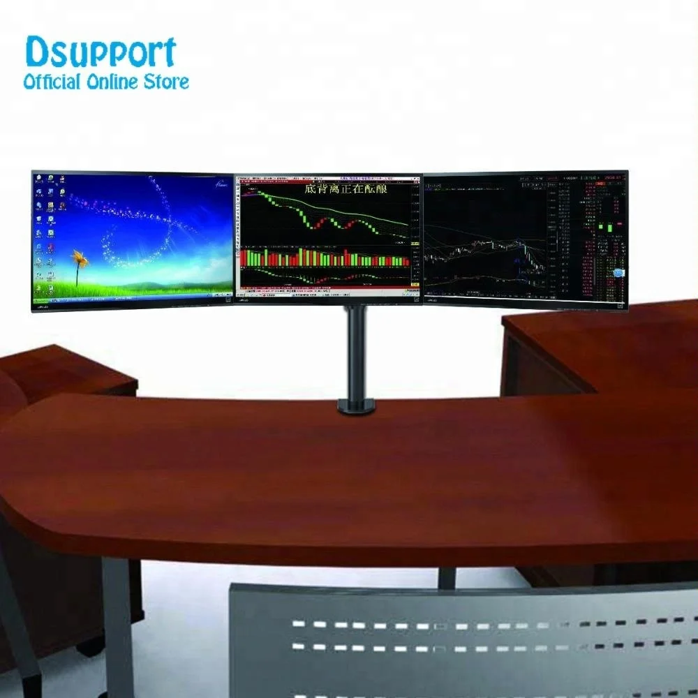 Triple Monitor holder Desk Stand full Rotation tv mount