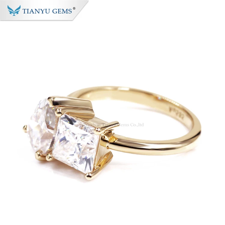 Tianyu Toi et moi 14k 18k custom american engagement pear shape princess cut white moissanite wedding solid gold rings for women