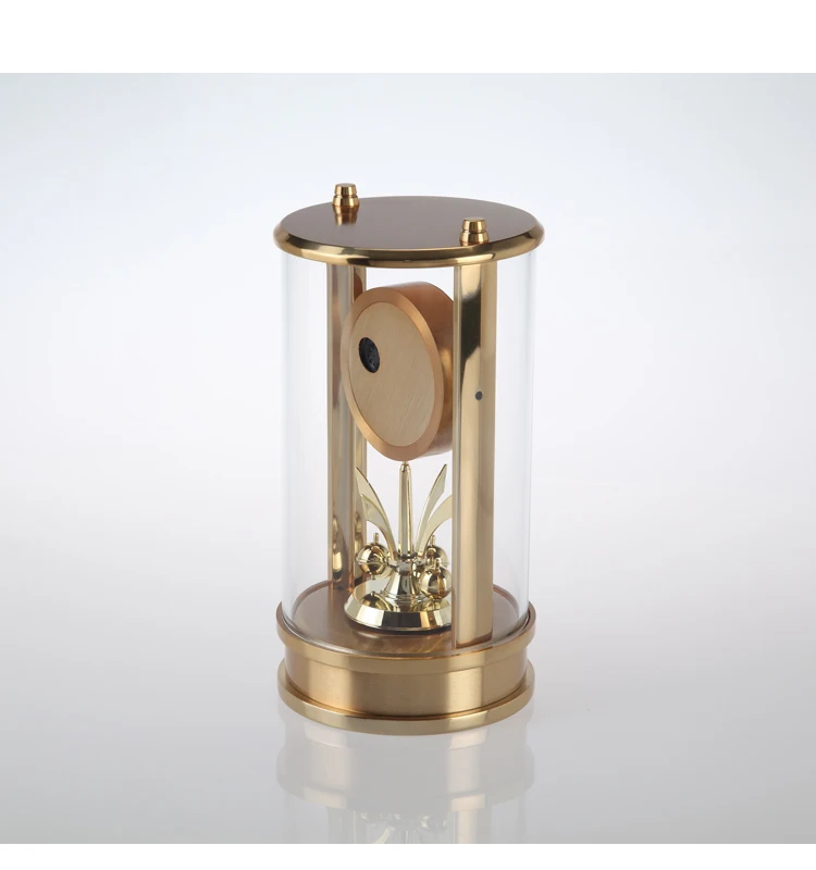 Aluminum table clock with rotating pendulum