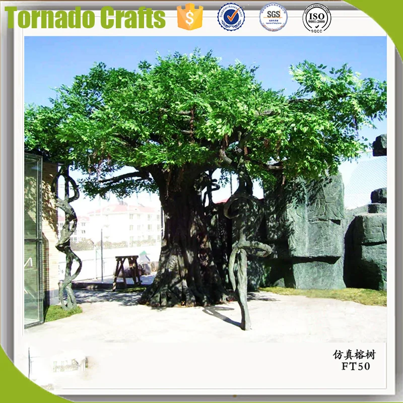 2018 Tropical Ornamental Plants Artificial Plastic Big Banyan Tree Decorative Metal Large Outdoor Artificial Trees