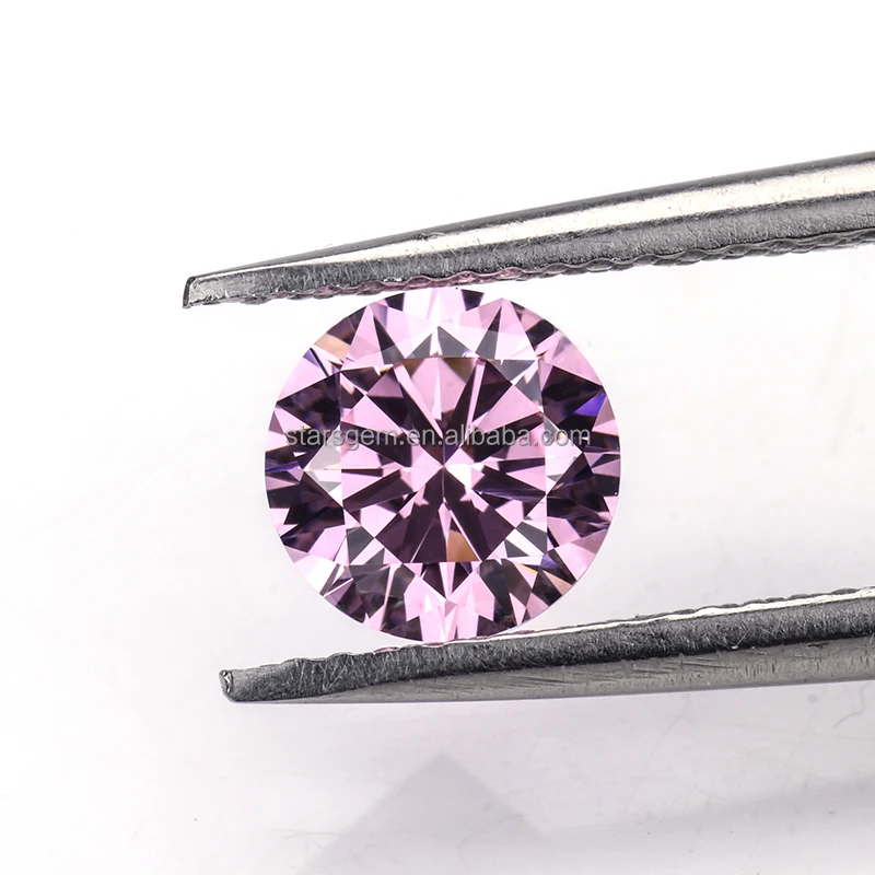 Pink color loose 4mm round signity cz loose stone