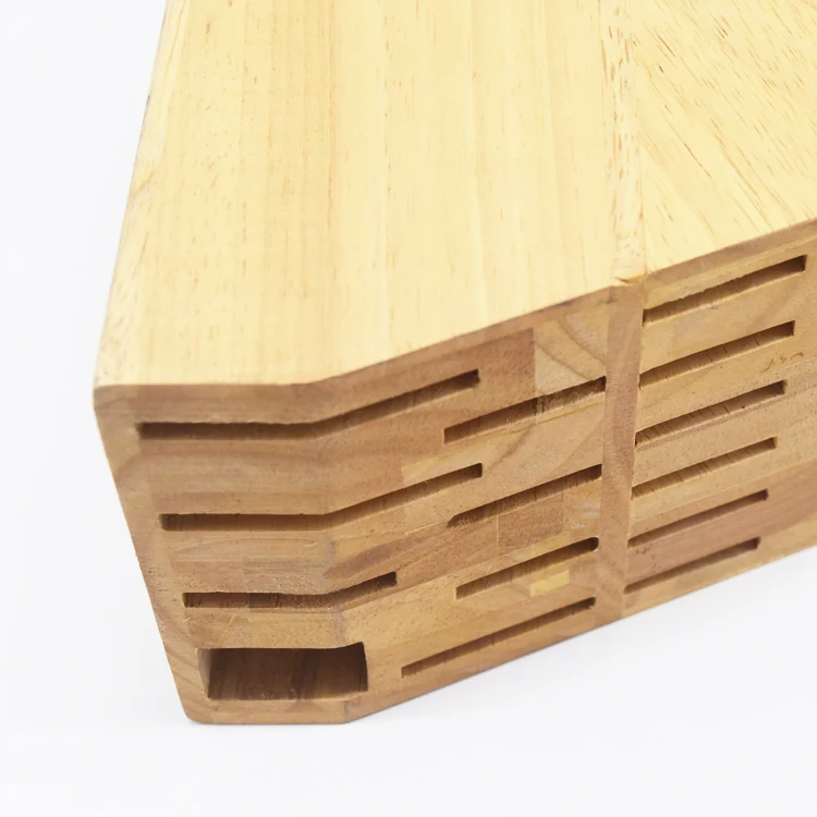 14 Slot Rubber Wood Knife Holder for Holding Knives