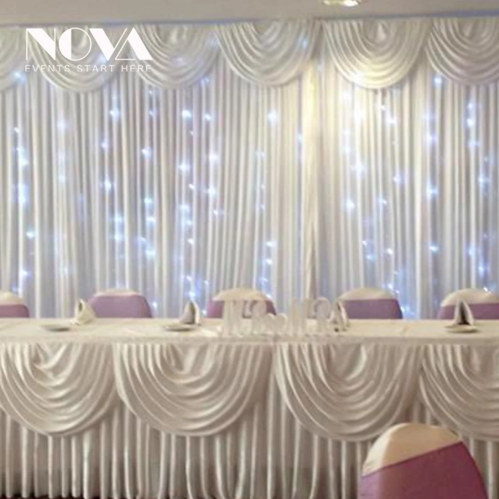 White LED Curtain drape for wedding events tent room decoration