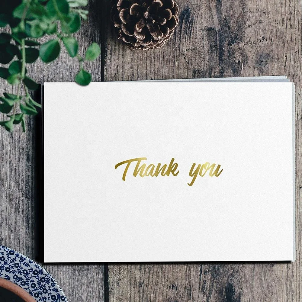 
Thank You Cards with Envelopes - Thank You Notes, white & Gold Foil - Blank Cards with Envelopes For Business, Wedding 
