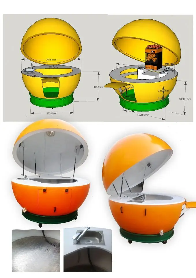 Fiberglass orange juice kiosk fresh juice bar fruit shape kiosk juice cart lemonade outdoor food kiosk
