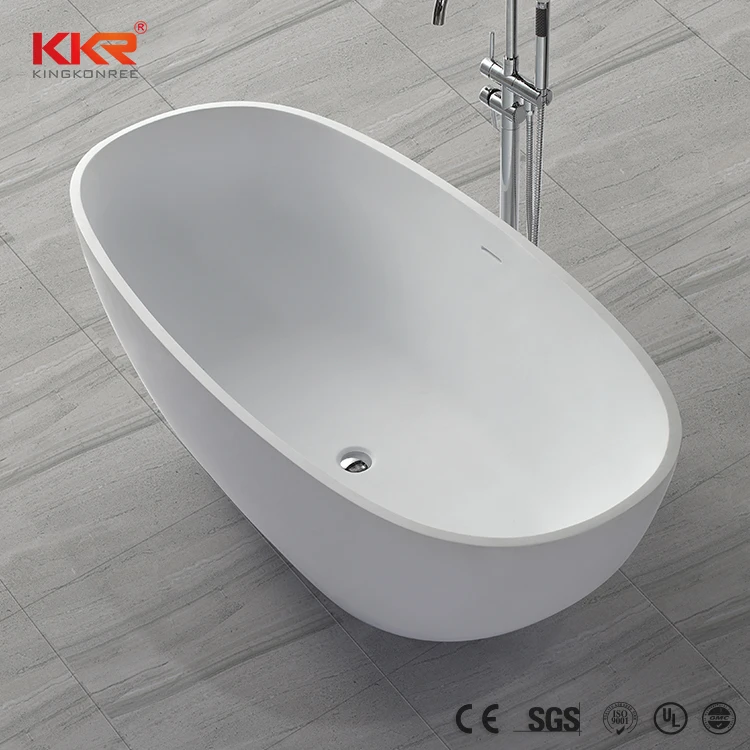 Hotel furniture resin bath 1400mm matt black surface acrylic freestanding bathtub