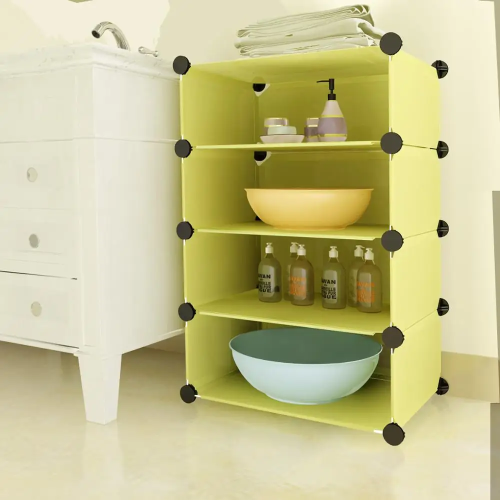 Cube DIY Modular Storage Rack Closet Organizer Bathroom Plastic Cabinet For Laundry