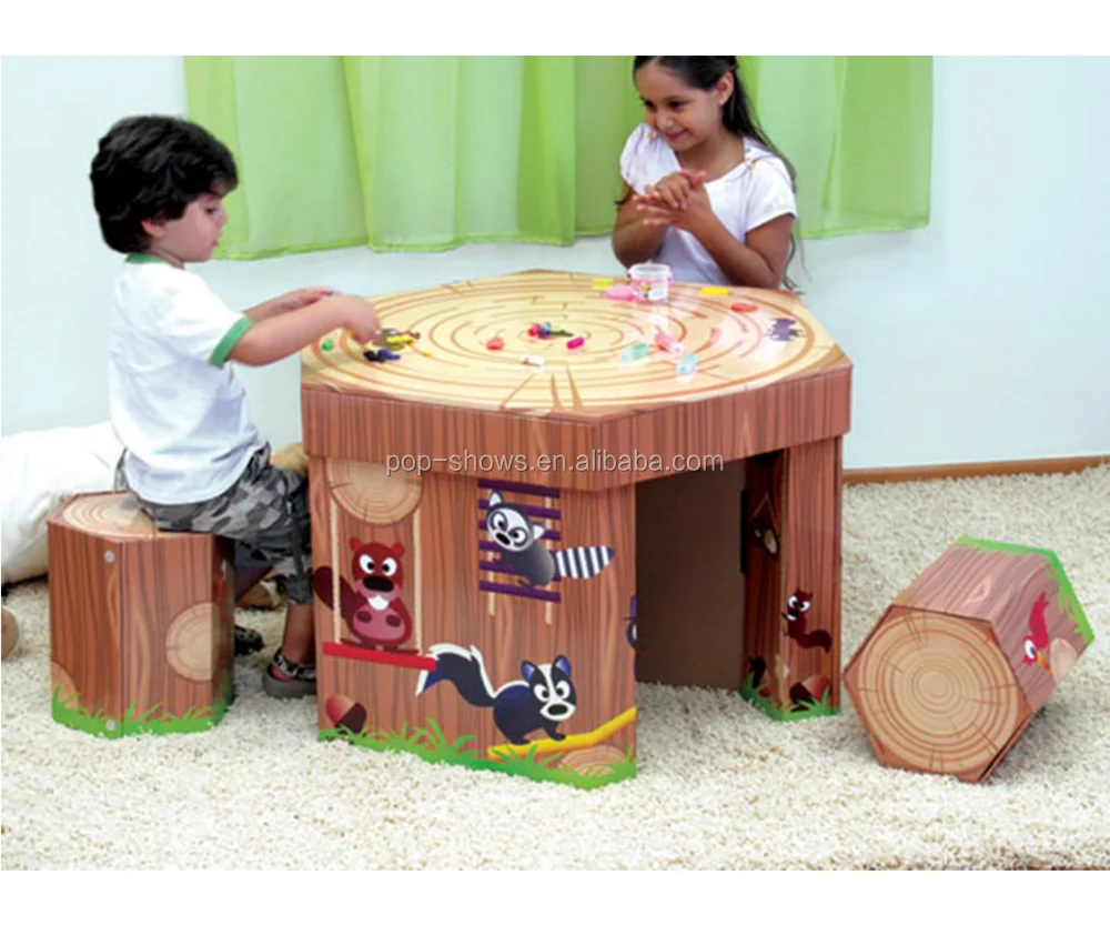 Creative design cardboard furniture,recyclable carton retail pallet exhibition display for child