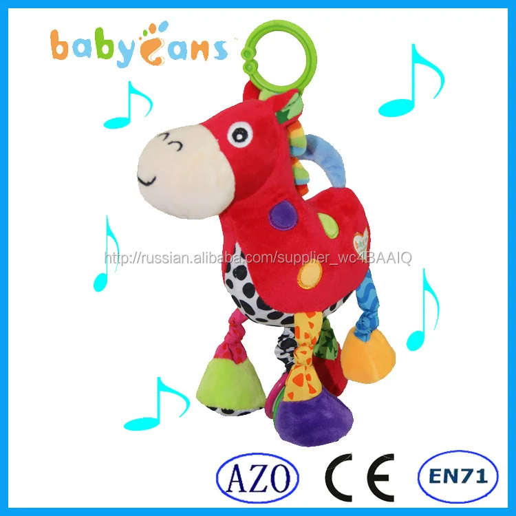 Babyfans завод прямых продаж новинка детские музыкальные висячие игрушки плюшевые лошадь забавные детские игрушки