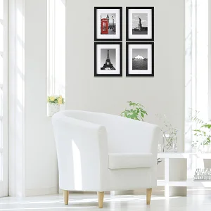 8x10 Picture Frame Mats for 5x7, 4x6 Photo, Black MDF Wood Frame for Wall and Tabletop