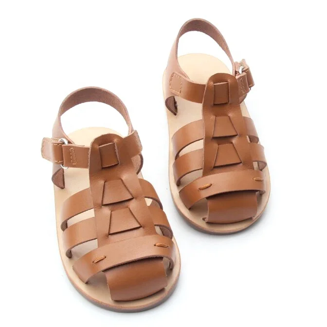 Wholesale Summer Kids Genuine Leather Fashion Hard Bottom Baby Sandal Shoes