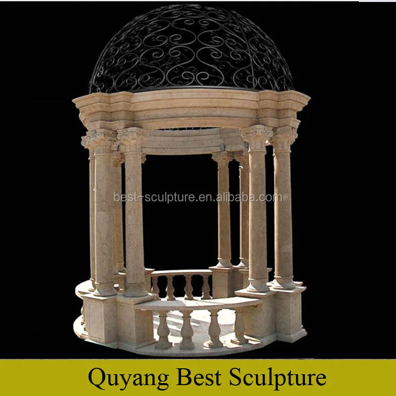 ancient marble roman column gazebo with iron dome roof for sale