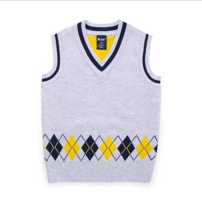 
Classic primary school kids clothing, woolen sweater designs for children, children vest 