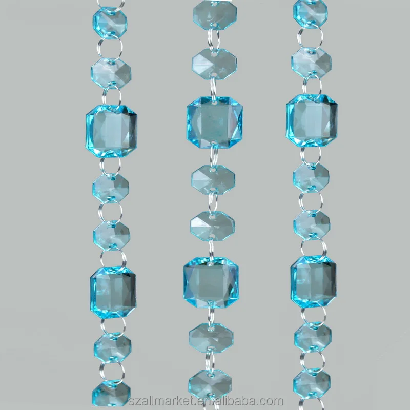 9.2m long luxury acrylic crystal octagon l bead curtain for events and wedding decoration