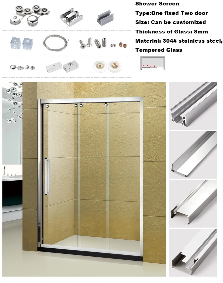 
High Quality Cheap price Stainless steel frame rectangle bath shower cabin 2 sided shower enclosure 