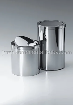 Mirror Dustbin Hotel Room Use 3L 5L 12L 20L 30L Stainless Steel Swing Lid Trash Bin