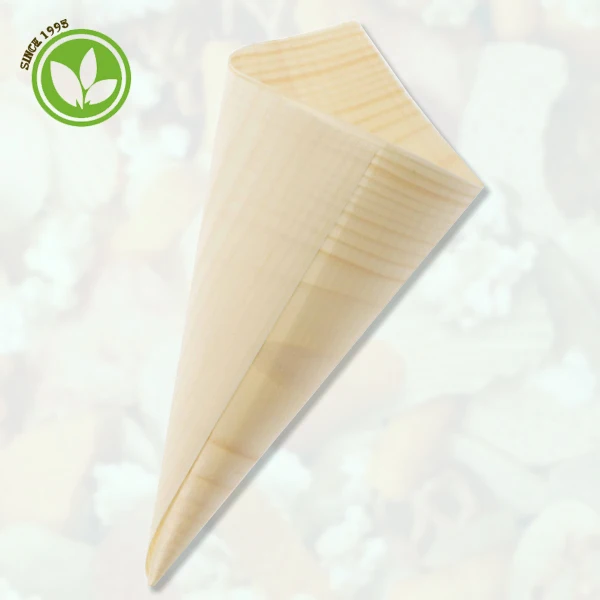 
Quality Good Price Disposable Wooden Cone for Nuts and Snacks 