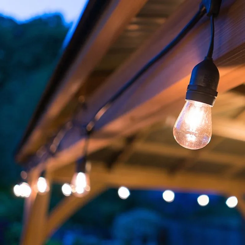 
2020 Most Popular 48ft 15 Lamps Vintage Brightness LED Edison Bulb Outdoor Bistro Patio Party String Lights 
