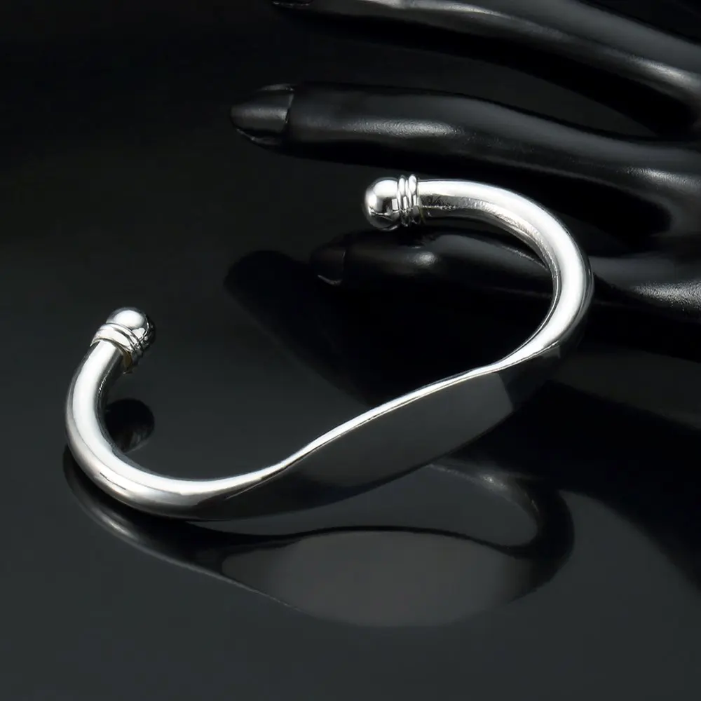 Fahion jewelry factory simple 925 sterling silver plated flat alloy bangle for women teens baby