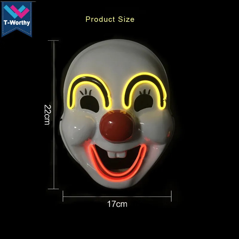 TW-2082 Party Mask Light Up Red Nose Clown Mask Carnival Party Flashing Clown Masks
