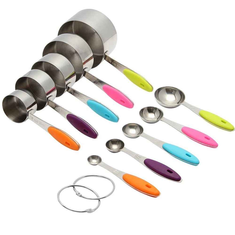Набор из 10 мерных стаканчиков и ложек из нержавеющей стали
