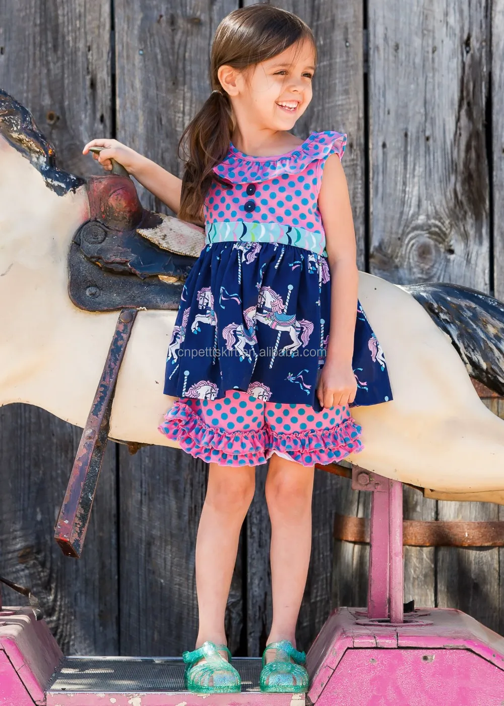 Hot fashion 2024 new arrival designer one piece party dress cheap high quality wholesale boutique baby clothes elegant dress