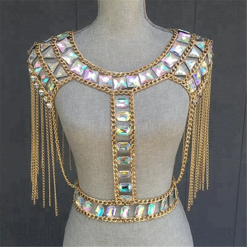 Wholesale 2018 new  party beads chain tassels cape  body chain crop top for sexy Women