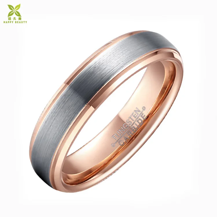 Высококачественное кольцо из вольфрама с покрытием из розового золота, мужские украшения, кольцо из карбида вольфрама