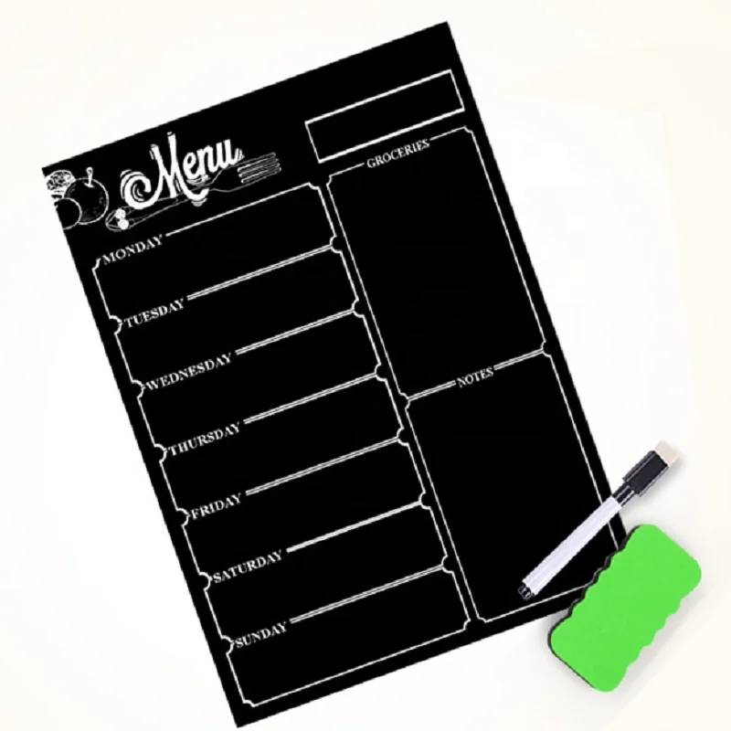 Custom size Easy erasable magnetic menu board fridge magnetic black board magnetic boards for kitchen
