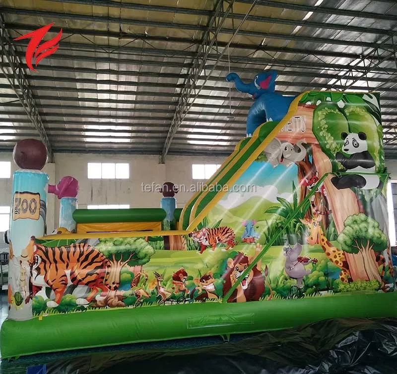 Animal Kingdom inflatable slide for kids jumping play tall inflatable slide combo