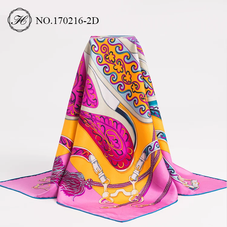 Manufacturer Fashionable Custom Scarf Spanish Scarves Silk Shawls Hand-Rolled Hem