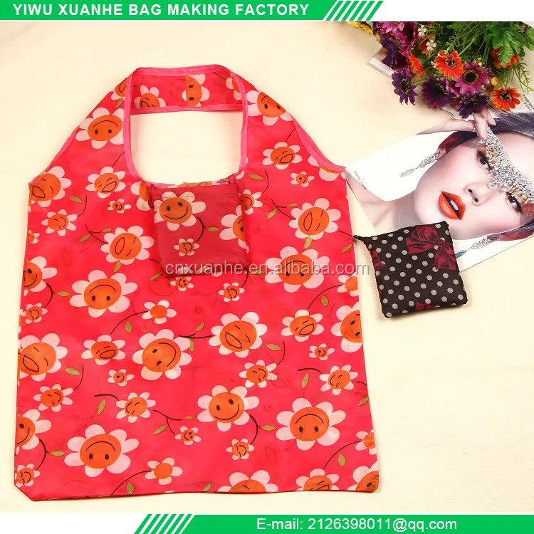 Polyester Material Reusable Eco Foldaway Shopper Foldable Reusable Grocery Shopping Tote Fashion Bag