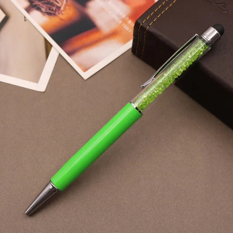 custom logo 2in 1 Crystal pen Diamond ball point pens with touch screen